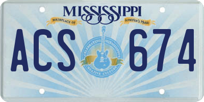 MS license plate ACS674