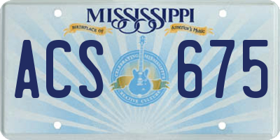 MS license plate ACS675