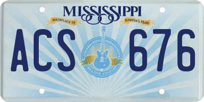 MS license plate ACS676