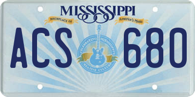 MS license plate ACS680