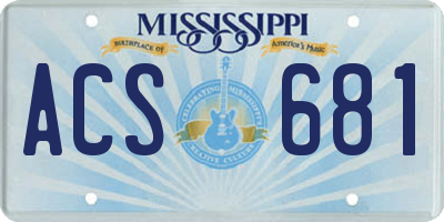 MS license plate ACS681