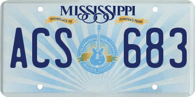 MS license plate ACS683
