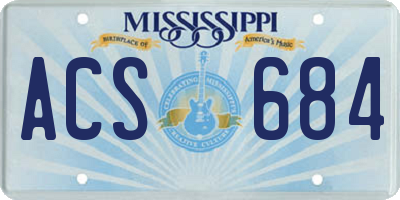 MS license plate ACS684