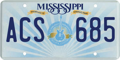 MS license plate ACS685
