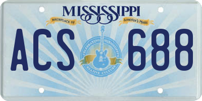 MS license plate ACS688