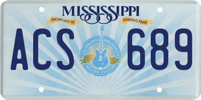 MS license plate ACS689