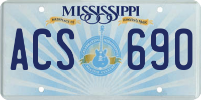 MS license plate ACS690