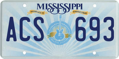 MS license plate ACS693