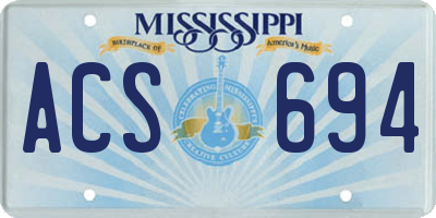 MS license plate ACS694
