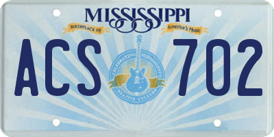 MS license plate ACS702