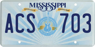 MS license plate ACS703
