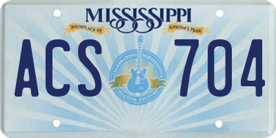 MS license plate ACS704