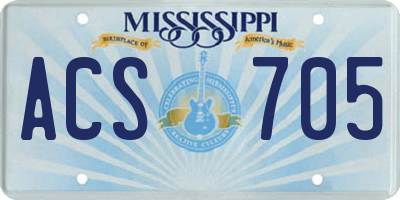 MS license plate ACS705