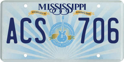 MS license plate ACS706