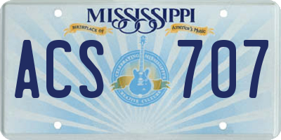 MS license plate ACS707