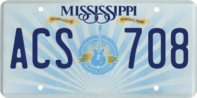 MS license plate ACS708