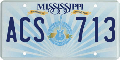 MS license plate ACS713