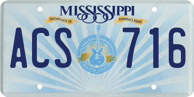 MS license plate ACS716