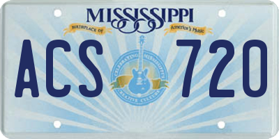 MS license plate ACS720