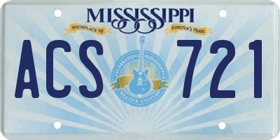 MS license plate ACS721