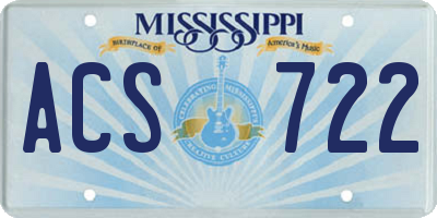 MS license plate ACS722