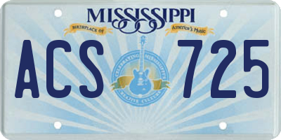 MS license plate ACS725