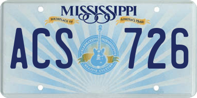 MS license plate ACS726
