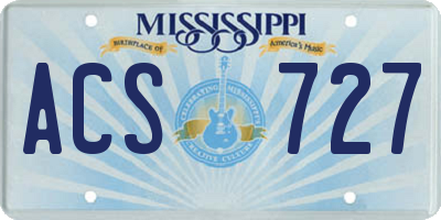 MS license plate ACS727