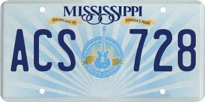 MS license plate ACS728