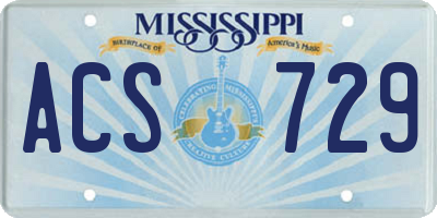 MS license plate ACS729