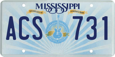 MS license plate ACS731