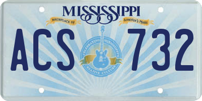 MS license plate ACS732