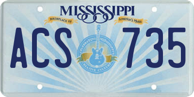 MS license plate ACS735