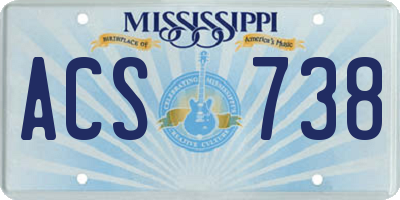 MS license plate ACS738