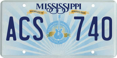 MS license plate ACS740
