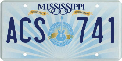 MS license plate ACS741