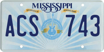 MS license plate ACS743