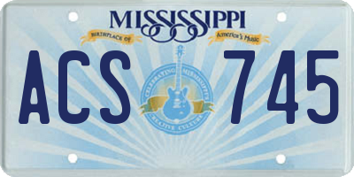 MS license plate ACS745