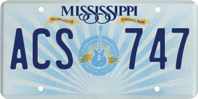 MS license plate ACS747