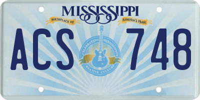 MS license plate ACS748