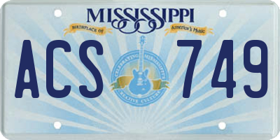 MS license plate ACS749
