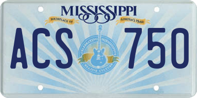 MS license plate ACS750