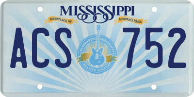 MS license plate ACS752