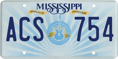 MS license plate ACS754