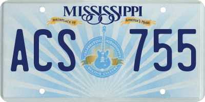 MS license plate ACS755