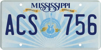 MS license plate ACS756