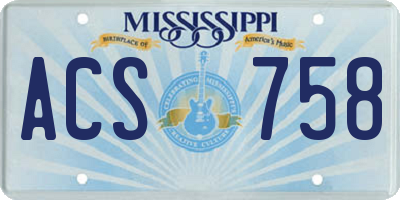 MS license plate ACS758