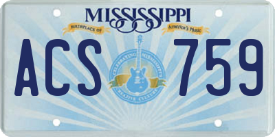 MS license plate ACS759