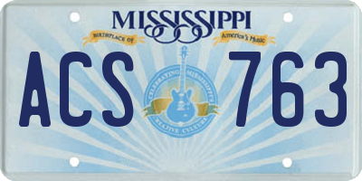 MS license plate ACS763