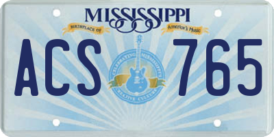MS license plate ACS765